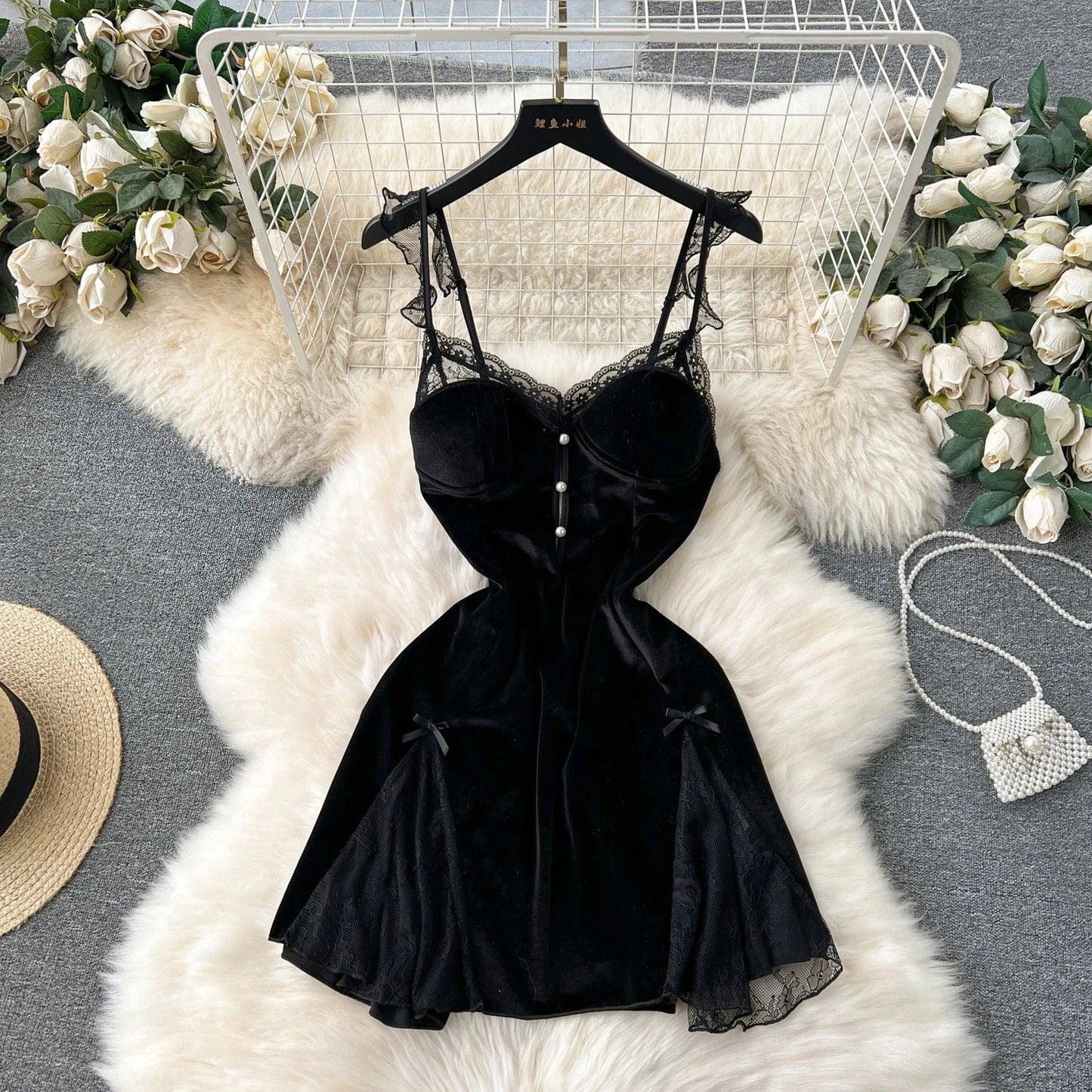 Women Clothing Gothic Party Velvet Vintage Sexy A Line Vestidos Patchwork Highstreet Mini Casual Dresses