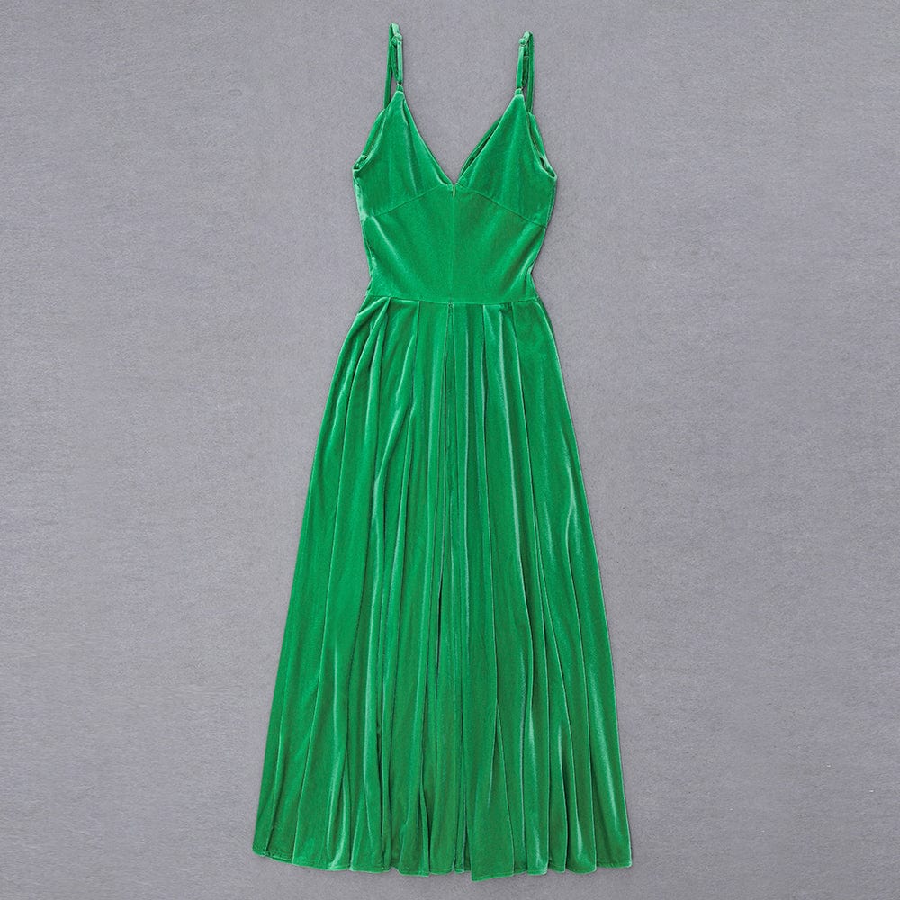 Women Dropship Dresses Velvet Maxi Green Dress Summer Mint Strap Long Dress