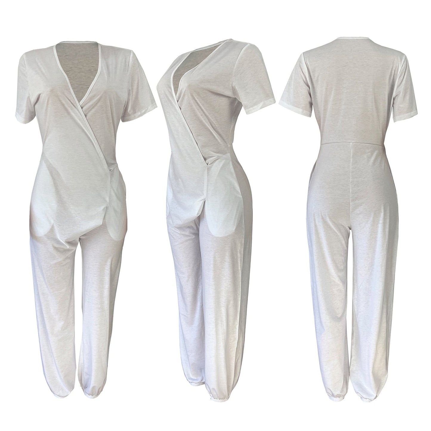 Women Fall Fashion 2022 Solid Color Deep V Jumpsuit Office Irregular Women Rompers And Jumpsuit Rompers