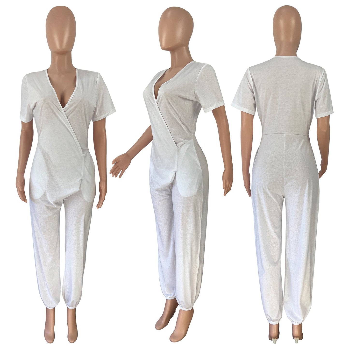 Women Fall Fashion 2022 Solid Color Deep V Jumpsuit Office Irregular Women Rompers And Jumpsuit Rompers