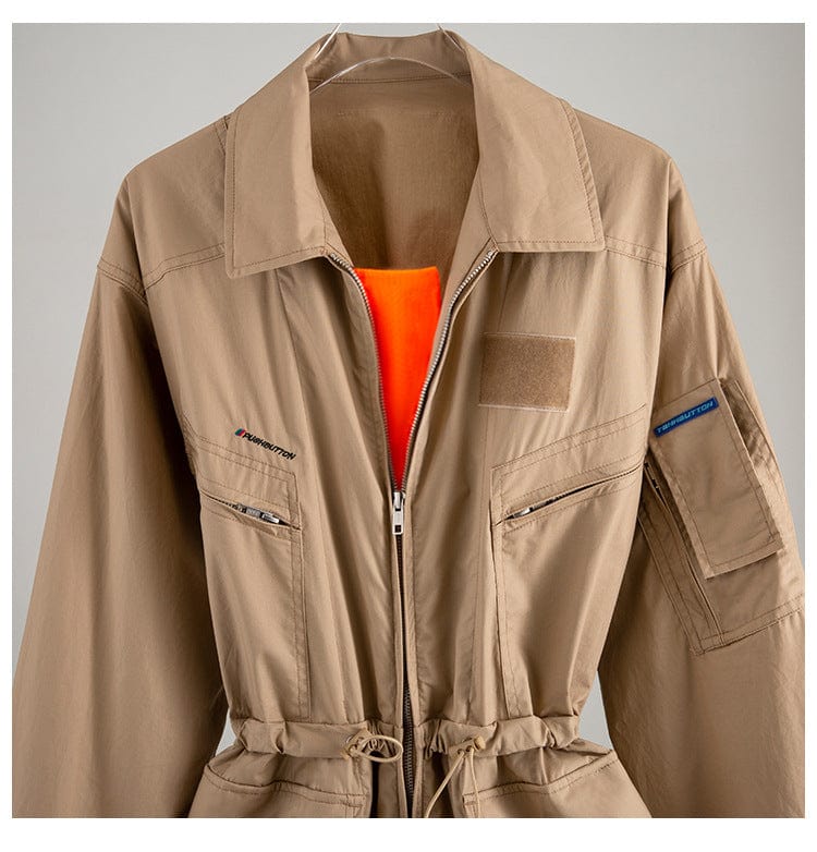 Women Jumpsuit Drawstring Hollow Out Casual Rompers Summer Womens Jumpsuit Irregular Vintage Khaki 2022 New