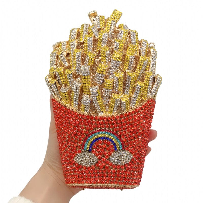 Women Money pocket Lipstick bling diamond party skull handbag hand rhinestone ice cream clutch popcorn fox purse evening bags