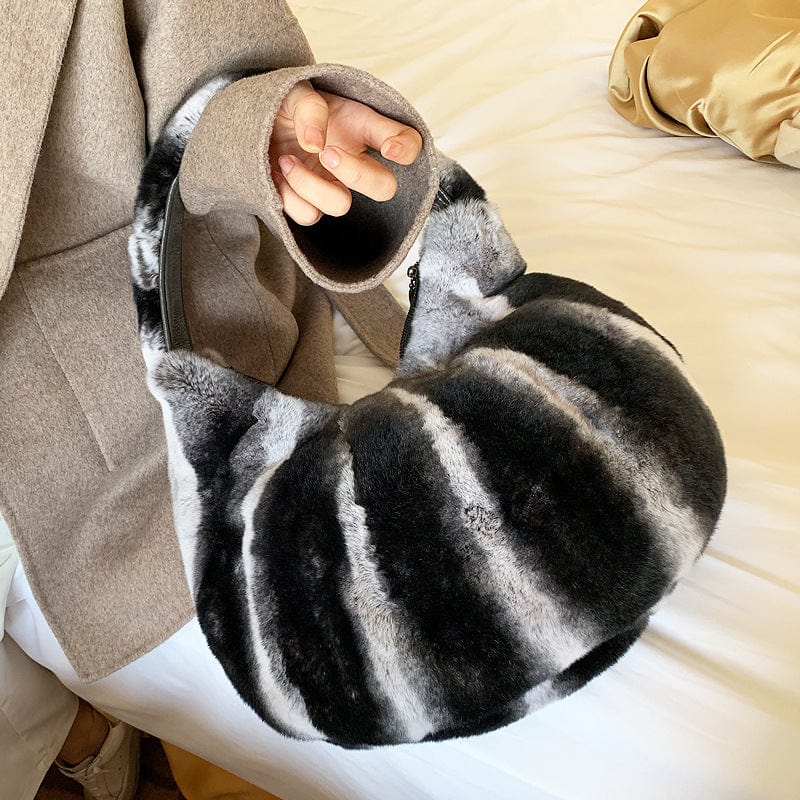 women real fur clutch envelope bag stylish genuine rex rabbit fur handbag luxury chinchilla color fur purse