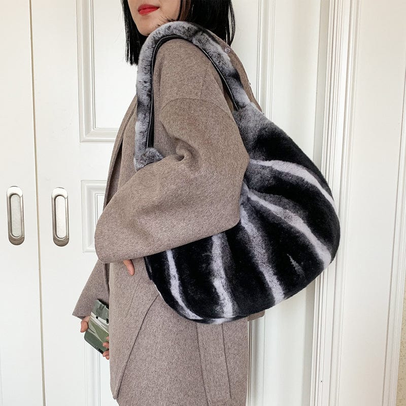 women real fur clutch envelope bag stylish genuine rex rabbit fur handbag luxury chinchilla color fur purse