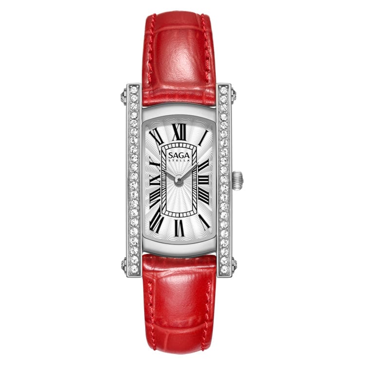 women / Red SAGA 71836 Custom Women Lady Girl Luxury Branded Square Face Watch Diamond