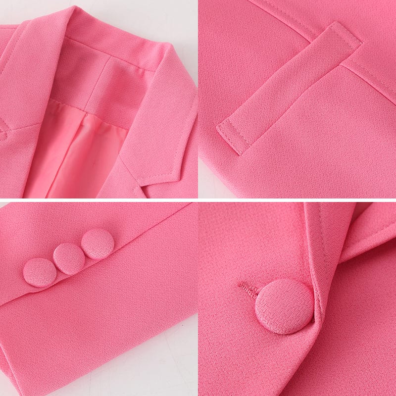 Women Rough Fabric Cheap Thick Simple Blazer Pink Jacket Candy Color Coat Single Button Outerwear Woman Tops Female