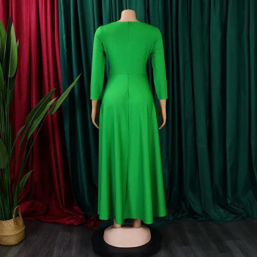 Women'S 2024 Spring And Summer New Fashion Temperament Lace-Up African Plus Size Long Dresses