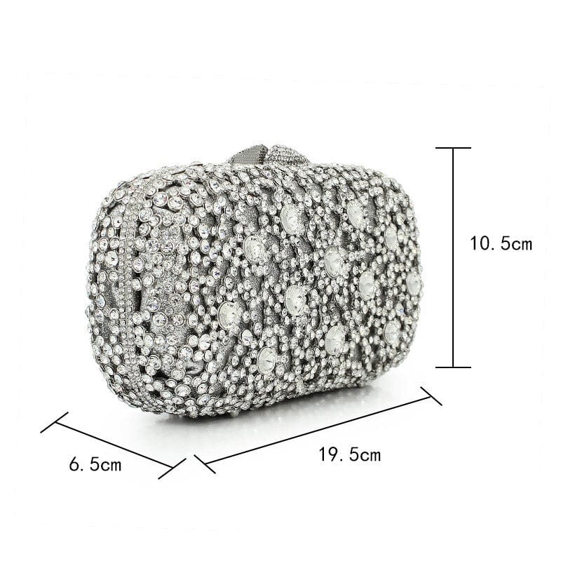 Women's Black Handmade Crystal Clutch Evening Bags Bridal Wedding Party Bling Diamond Metal Clutches Handbag and Purse