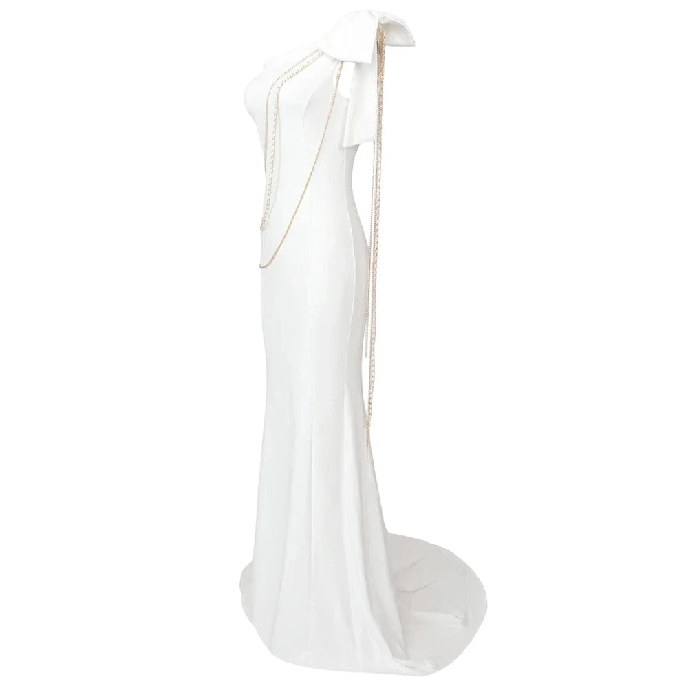 Women's Bodycon Sleeveless One Shoulder Floor Length Bandage Party Evening Dress