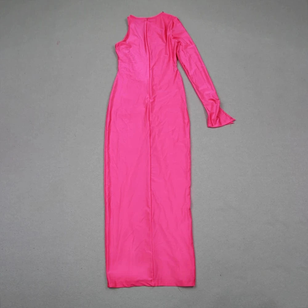 Women's Clothes Deep V Neck One Sleeves Sexy Party Prom Dress Bodycon Cocktail Dresses