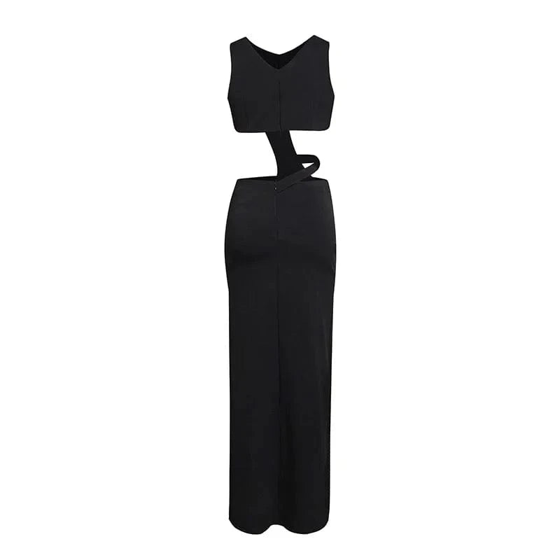 Women's Clothing Winter Sleeveless Pearls Hollow Out Party Evening Dresses
