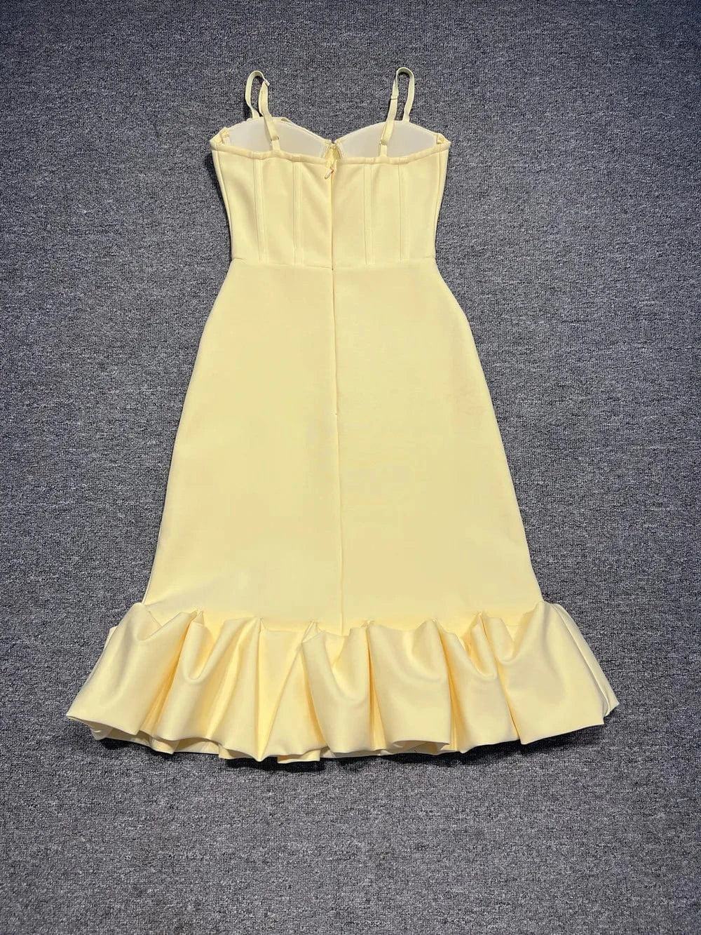 Women's Elegant Yellow Bodycon Sexy Strap Dress For Women Bandage Evening Dress