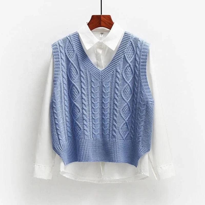 Women'S Fall And Winter Sleeveless Knitted Sweater Vest Coat Undershirt / No Shirt