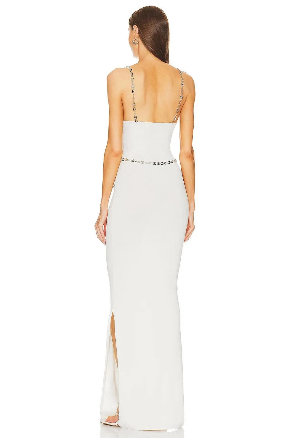 Women's Fashion Bodycon black sleeveless Chain Spaghetti Strap Party Bandage Evening Dresses