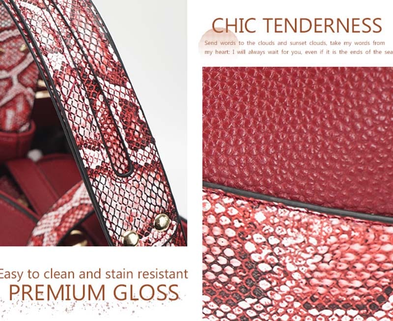 Women's Fashion Handbags Vintage Large Capacity Snakeskin Designer 3 in 1 Purses and Handbags