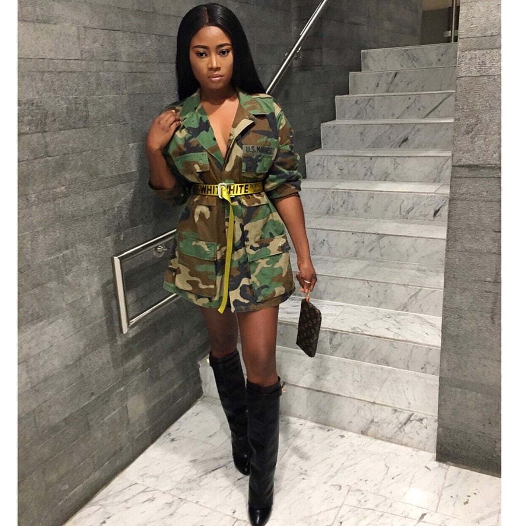 Women's Green Camouflage long Sleeve Coat Long Sleeve Lightweight Casual Snap Button Parka Coat Plus Size