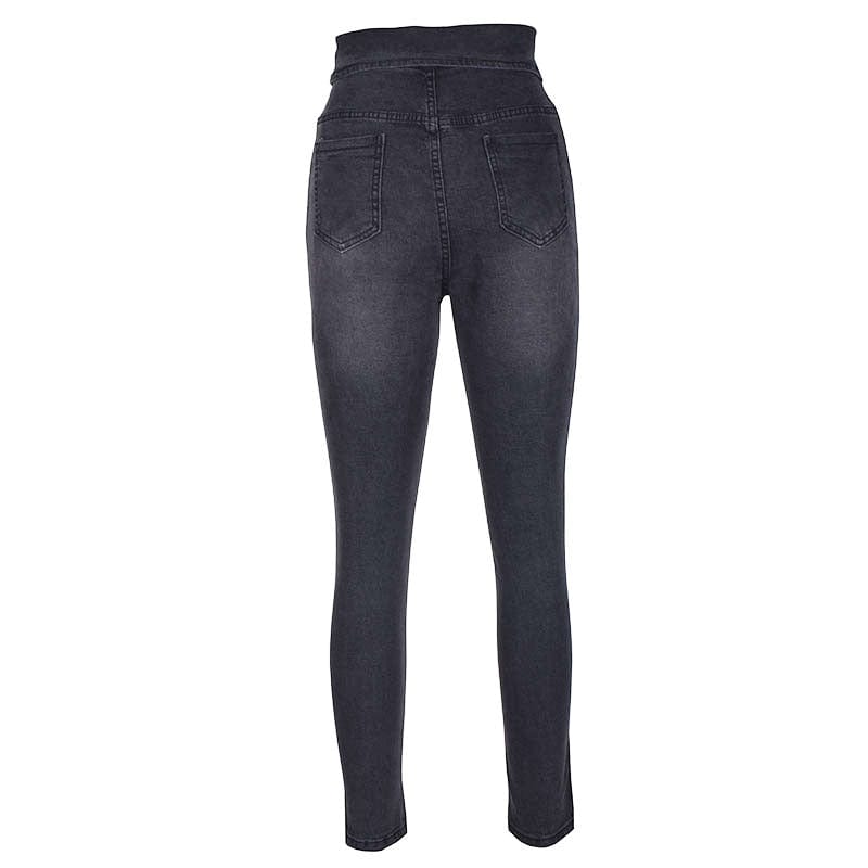 Women's jeans summer new Button stretch female denim jeans high waist lapel lady jeans popular button fashion demin