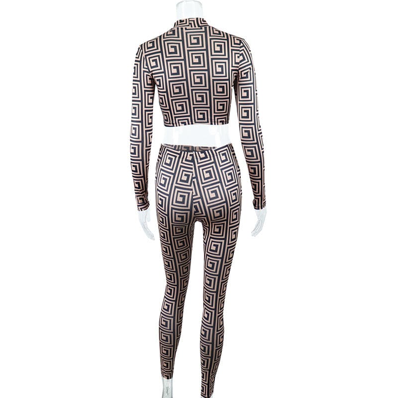 Women's Luxury Clothing 2023 Printing Slim Long Sleeve Pants Trousers Two Piece Jogger Set Fall Leisure Ladies Outfits
