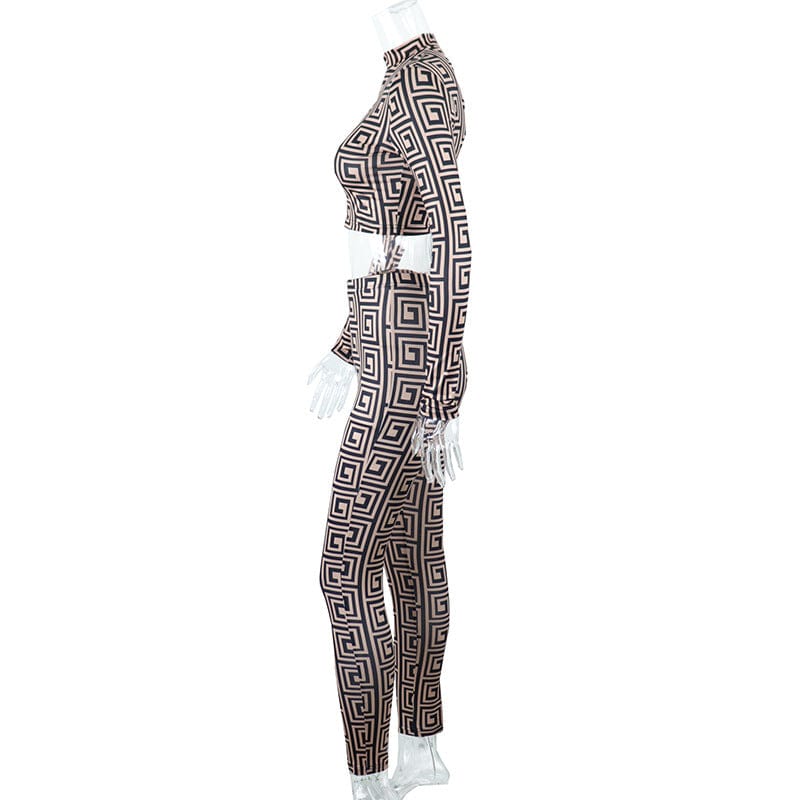 Women's Luxury Clothing 2023 Printing Slim Long Sleeve Pants Trousers Two Piece Jogger Set Fall Leisure Ladies Outfits