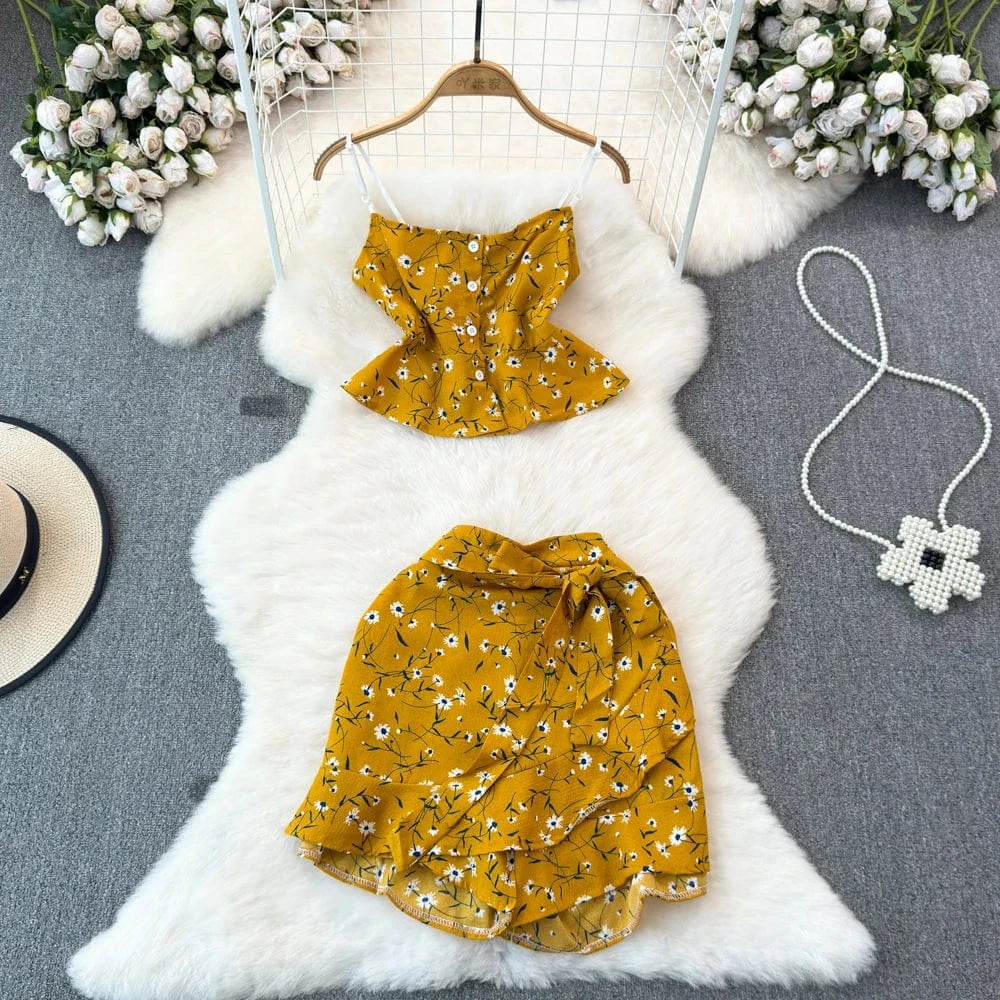 Women's Sets Fashion Halter Tops High Waist Casual Pants 2 Piece Set Women Clothing Wholesale