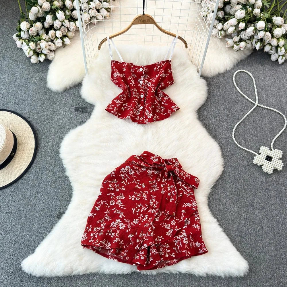 Women's Sets Fashion Halter Tops High Waist Casual Pants 2 Piece Set Women Clothing Wholesale