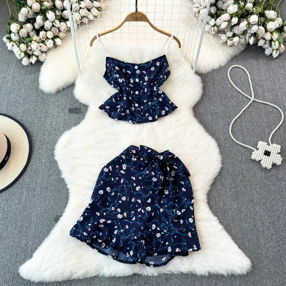 Women's Sets Fashion Halter Tops High Waist Casual Pants 2 Piece Set Women Clothing Wholesale