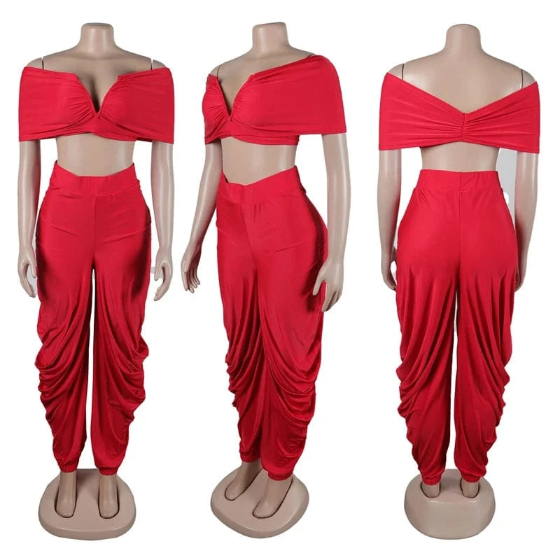 women's sexy club summer wear 2024 new arrivals trend product pleated 2 piece pants set outfit clothing clothes for lady 2024