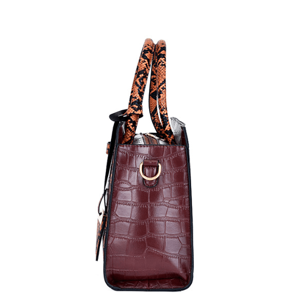 Women's Shoulder Bags PU Leather  Bag Et 2 Pieces Purse Et Buttons Serpentine Embossed Bag Ets Daily Outdoor