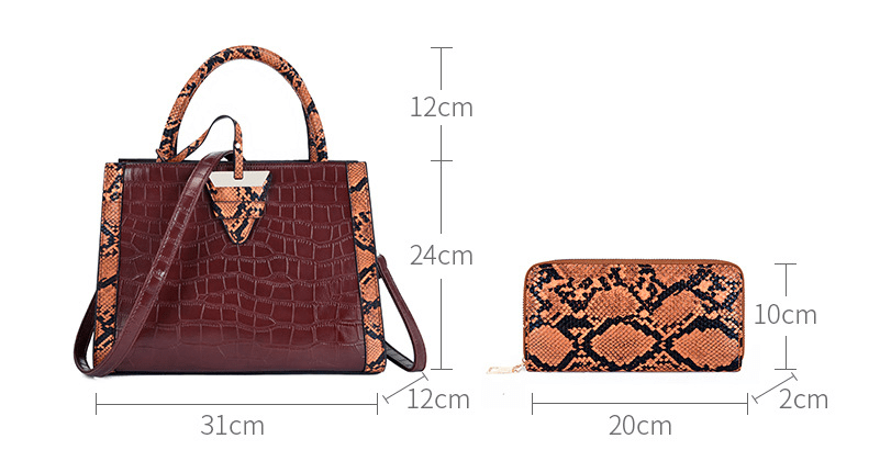 Women's Shoulder Bags PU Leather  Bag Et 2 Pieces Purse Et Buttons Serpentine Embossed Bag Ets Daily Outdoor