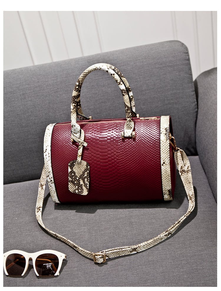 Women's Snakeskin Bag Handbag Shoulder Clutch Purse PU Leather Shoulder Bag for Ladies