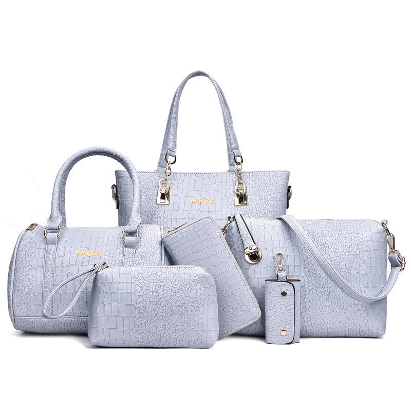 Women's Stone Pattern Handbags Set Ladies Shoulder Bags Roisse 6 Pcs Handbag Set Totes Crossbody Shoulder Bags and Purse Clutch