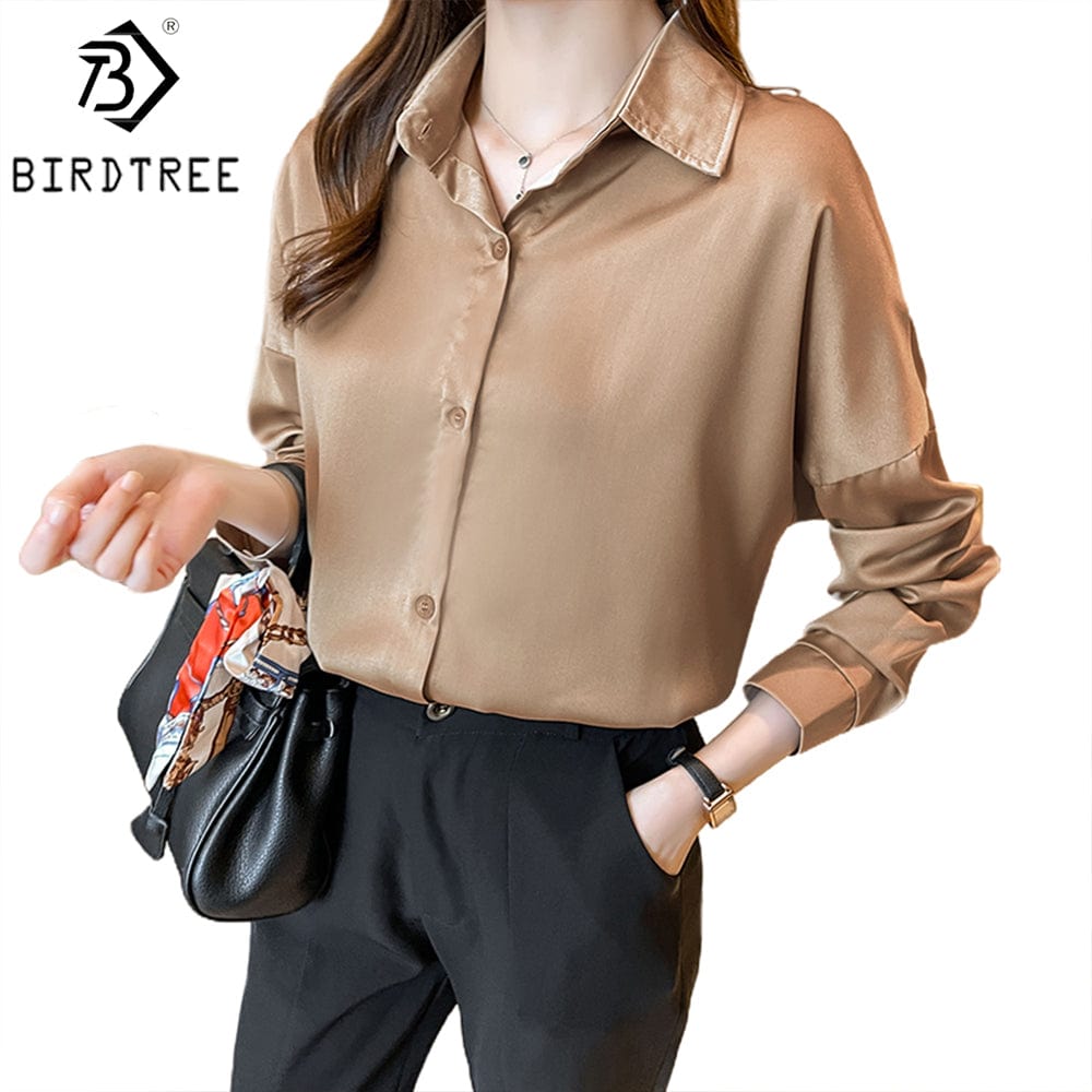 Women Satin Shirt New Arrival Spring Autumn Korean Style Long Sleeves Female Blouses Tops Dropshipping Support T27609X