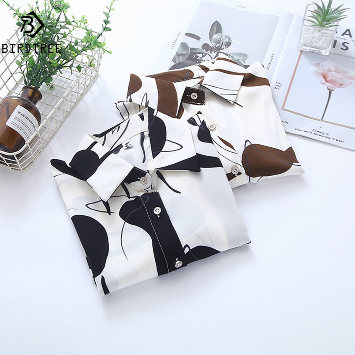 Women Shirts New Spring Girls Loose Abstrict Printing Long Sleeve Autumn Blouses All Match Tops European Style T25406N