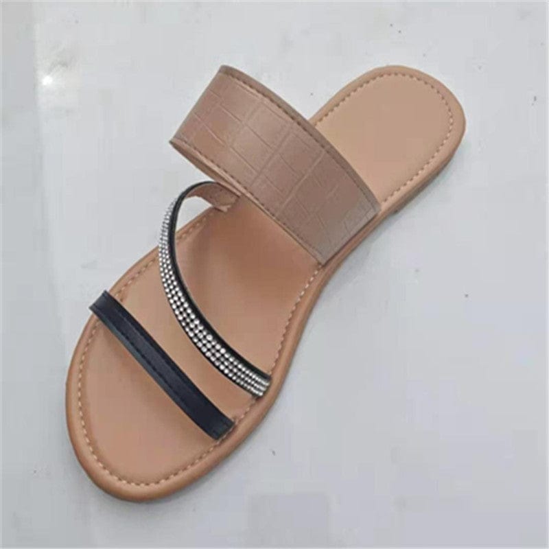 women size 6=37 / 1 New popular cheap slippers shoes shinny rhinestone flat sandals for women ladies luxury female fashion flat slippers