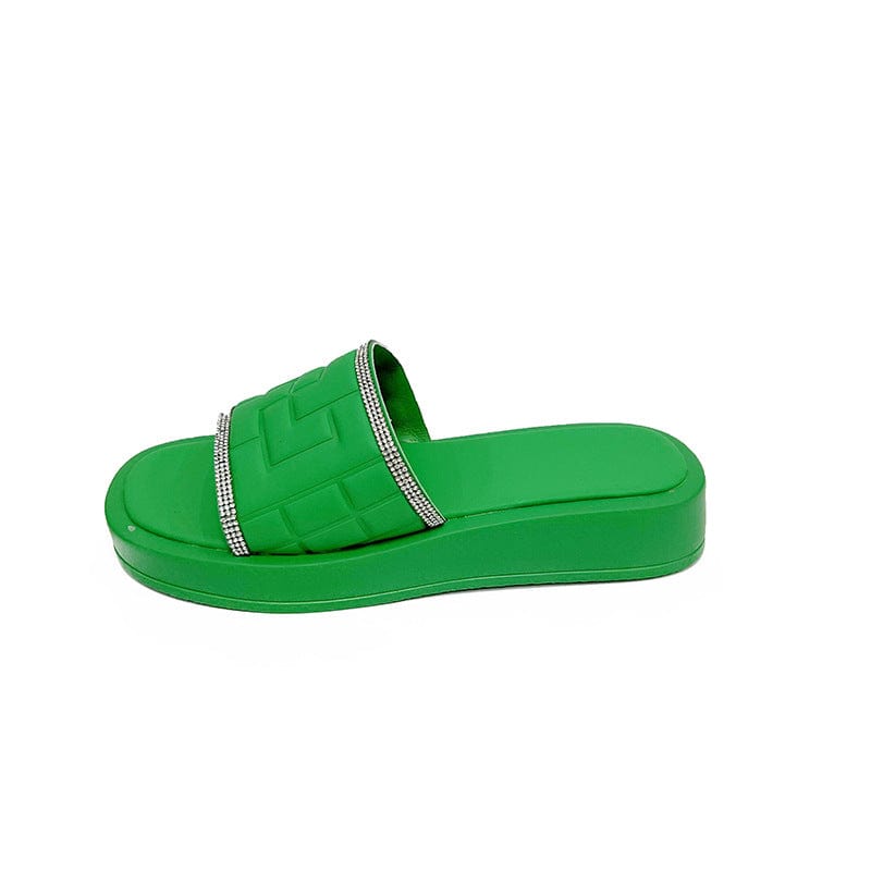 women size 8=39 / 2 Original Design Simple Rhinestone Slippers Women's Large Thick Bottom Sandals female flat new design slippers