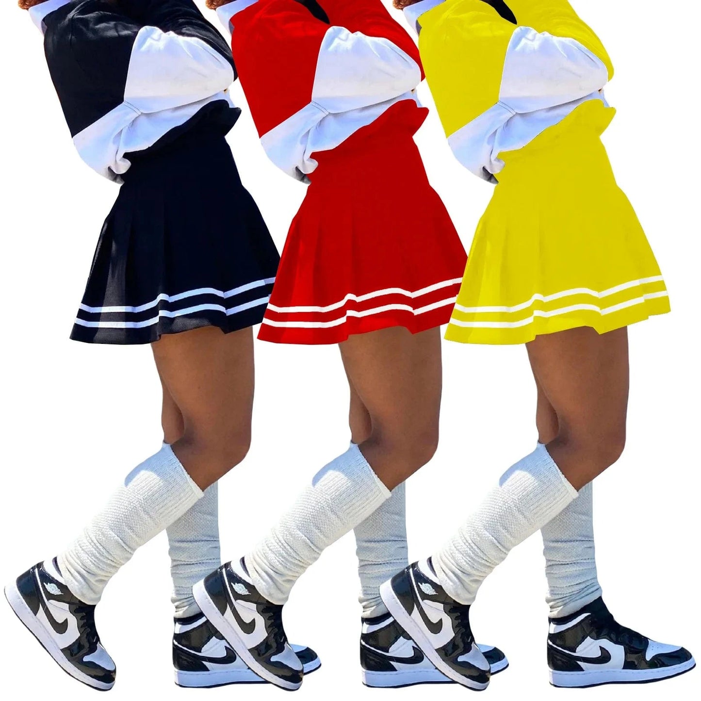 Women Skirt Sets Two Piece Outfits Clothing 2 Piece Pleated Hoodie Skirt Long Sleeve Set Basketball Mini Dress Skirt Set
