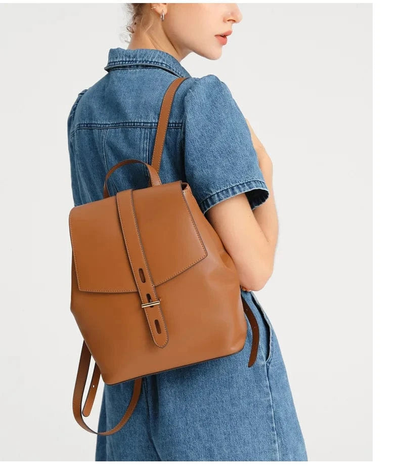 Women Small Backpack Purse Genuine Leather Quilted Mini Daypack Fashion Bookbag for Girls Waterproof Cover Lady Bags Polyester