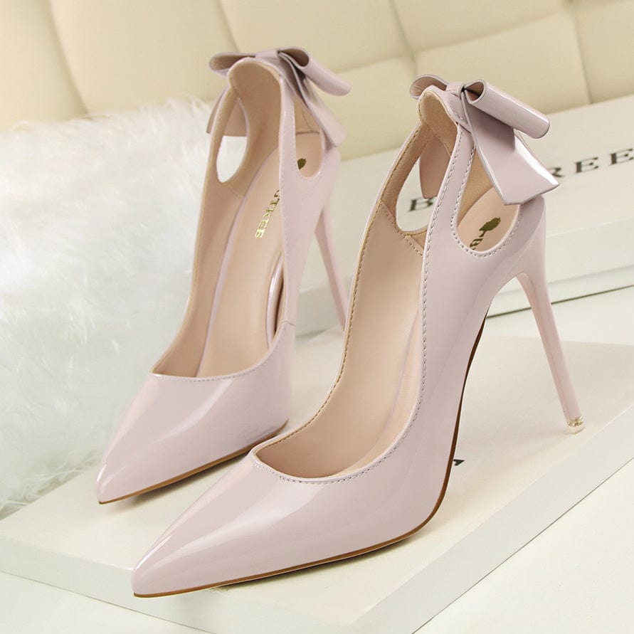 Women US4.5/EU35 / Grey Brand Logo Custom Western Style High Quality Elegant Formal Dress Shoes Women 10cm High Heel Pumps Shoes