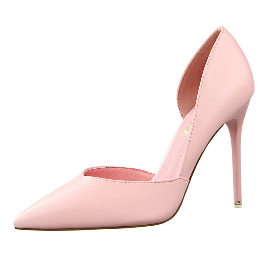 Women US5/EU36 / Pink NO MOQ Logo Custom High Quality Sexy Pointed Toe Pink Color Fashion Pumps Ladies Heels Shoes from Big Tree