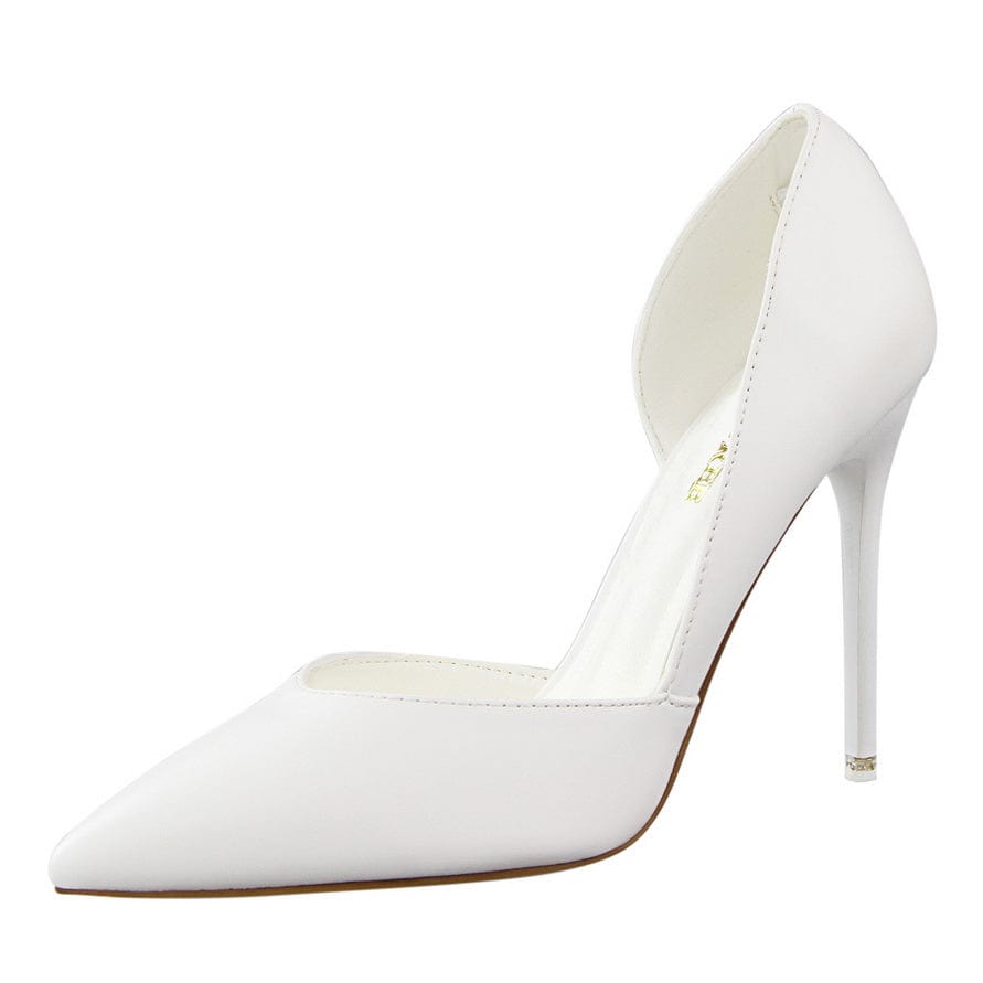 Women US6/EU37 / White NO MOQ Logo Custom High Quality Sexy Pointed Toe Pink Color Fashion Pumps Ladies Heels Shoes from Big Tree