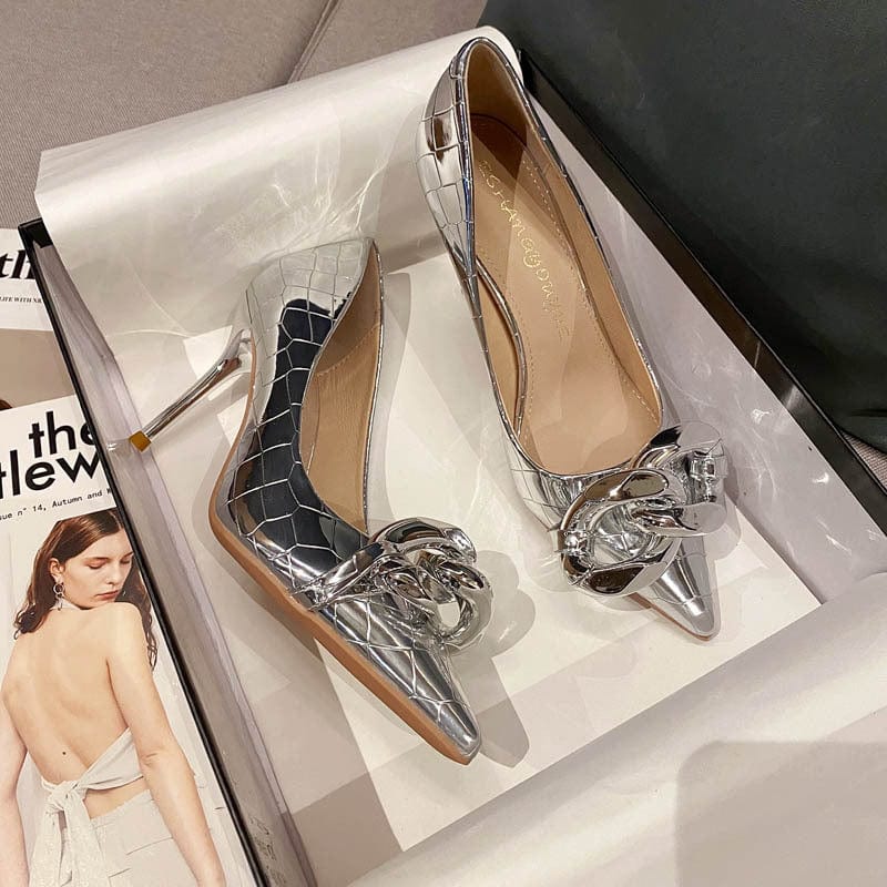 Women US7/EU38 / Silver(9CM) Wholesale High Quality Sexy Lady High Heel Shoes Simple Style Evening Party Women Dress Shoes Heels