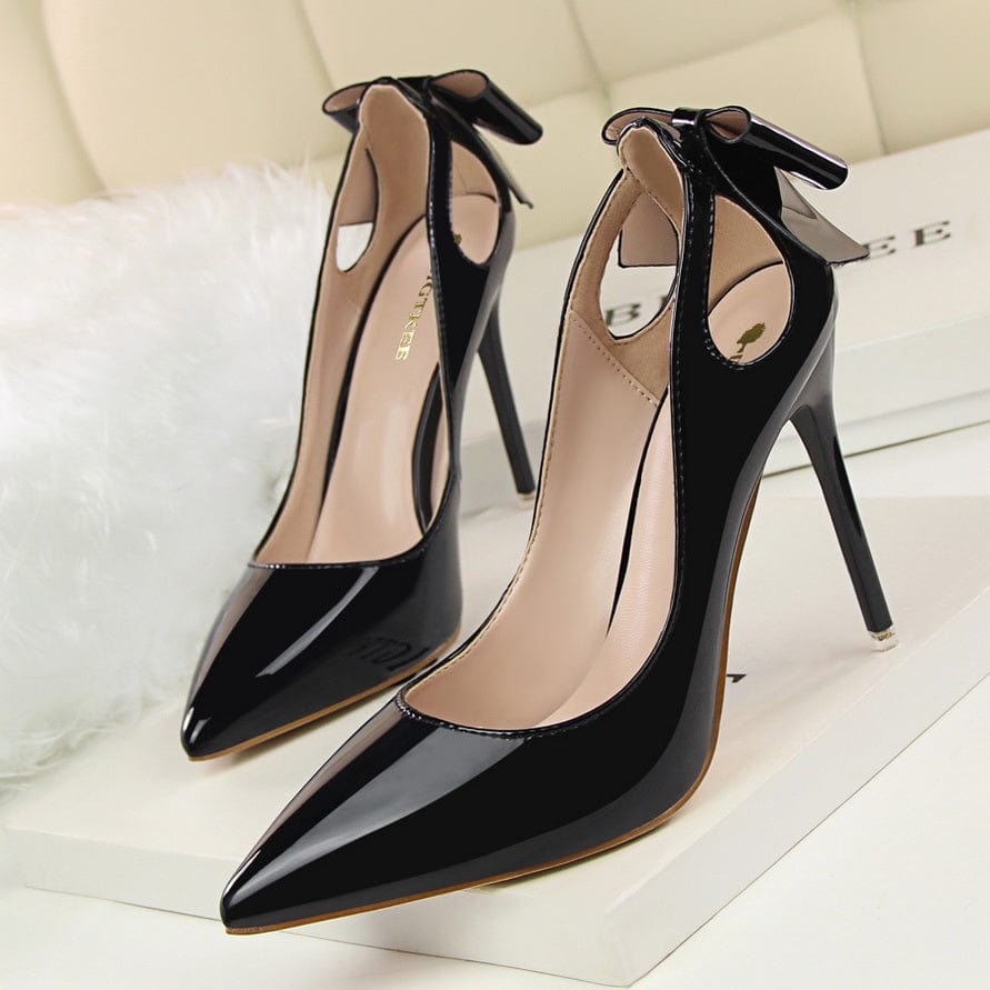 Women US8/EU40 / Black Brand Logo Custom Western Style High Quality Elegant Formal Dress Shoes Women 10cm High Heel Pumps Shoes
