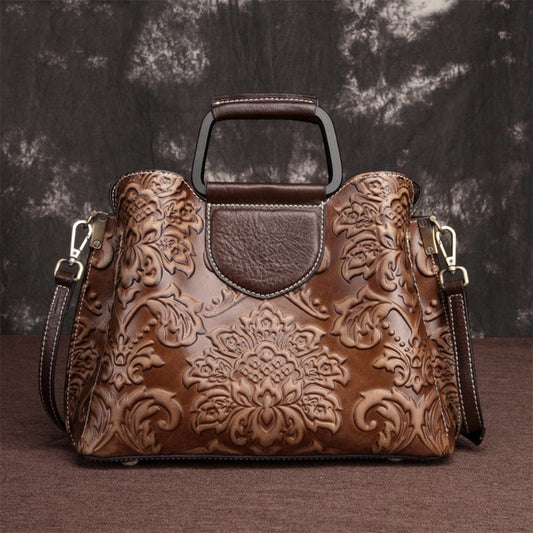 Women Vintage Cross Body Bag Ladies Tote Handle Bag Brush Color Genuine Leather Brands Casual Shoulder Handbags For Women