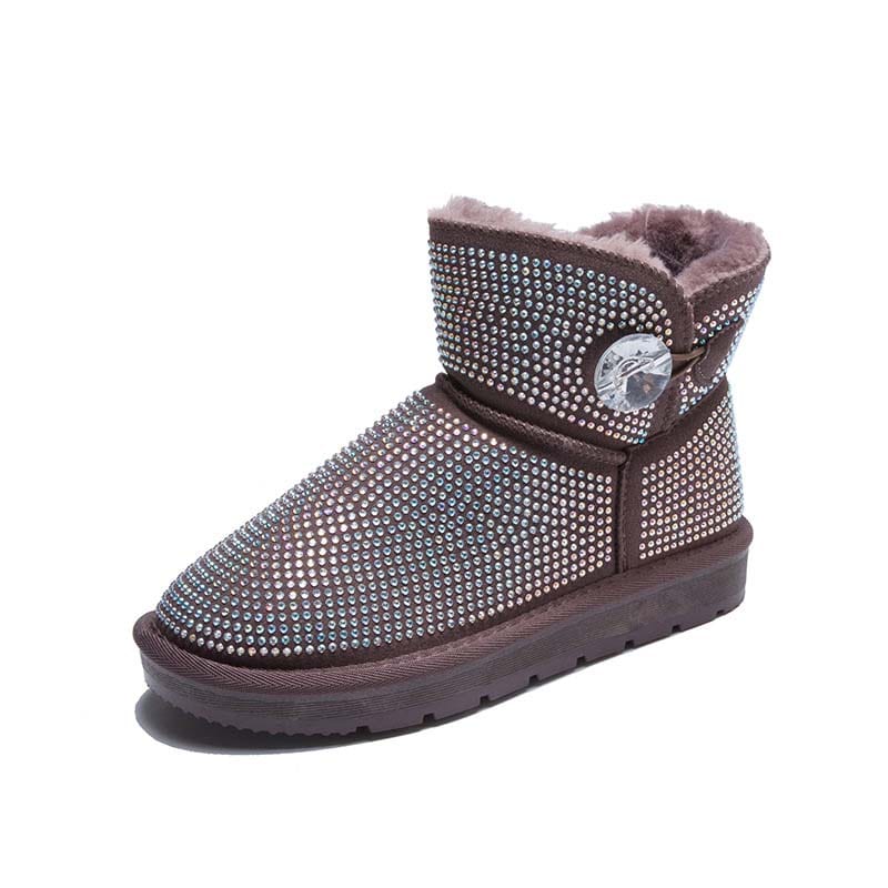 women warm soft Thick bottom Plush for ladies multi color winter shoes cow leather faux sheep fur with bow cute snow boots