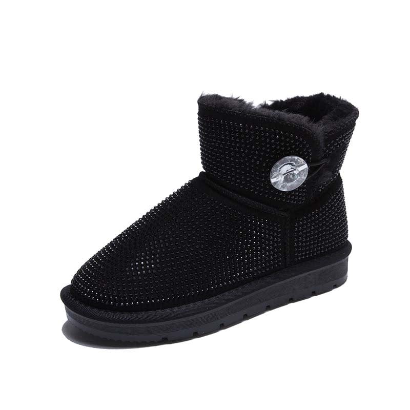 women warm soft Thick bottom Plush for ladies multi color winter shoes cow leather faux sheep fur with bow cute snow boots