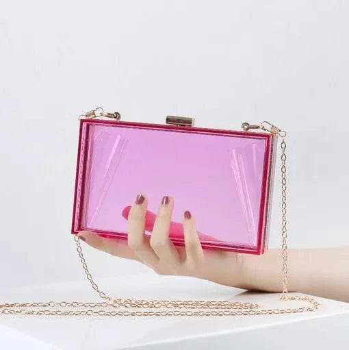 Women wedding party transparent box purses clear acrylic clutch