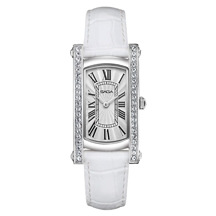women / White SAGA 71836 Custom Women Lady Girl Luxury Branded Square Face Watch Diamond