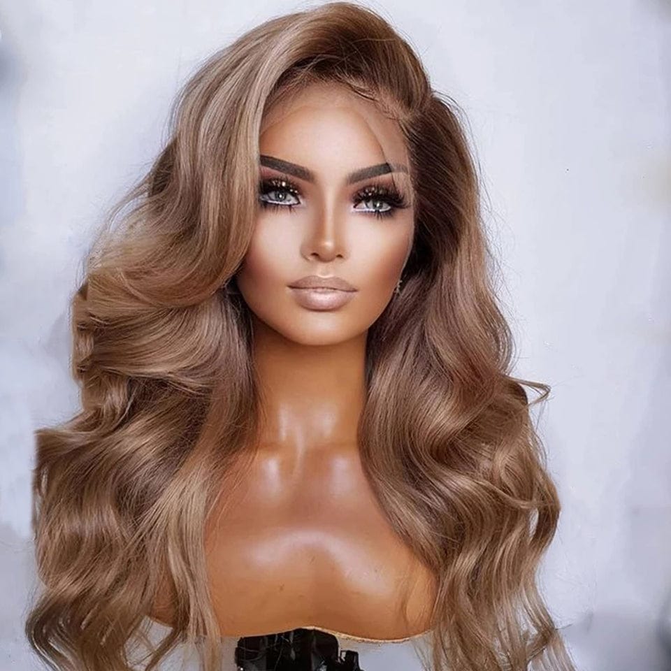 Women Wig Ombre Gray Blonde Color Loose Wave Raw Brazilian Cuticle Aligned Human Hair Transparent Lace Front Wigs