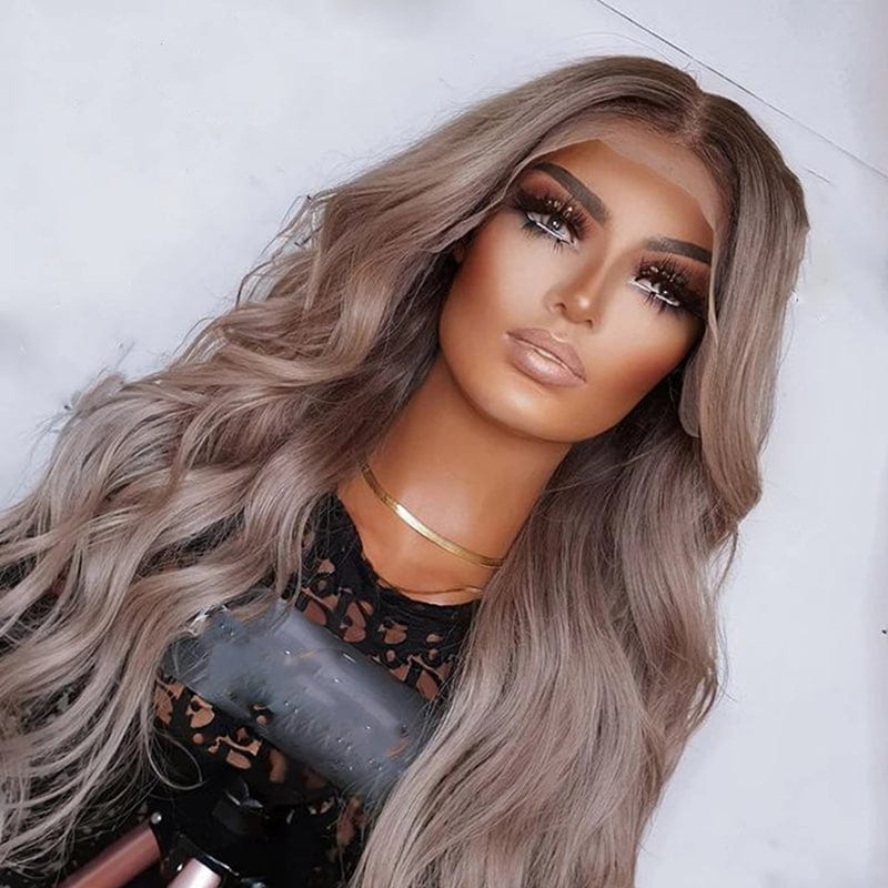 Women Wig Ombre Gray Blonde Color Loose Wave Raw Brazilian Cuticle Aligned Human Hair Transparent Lace Front Wigs