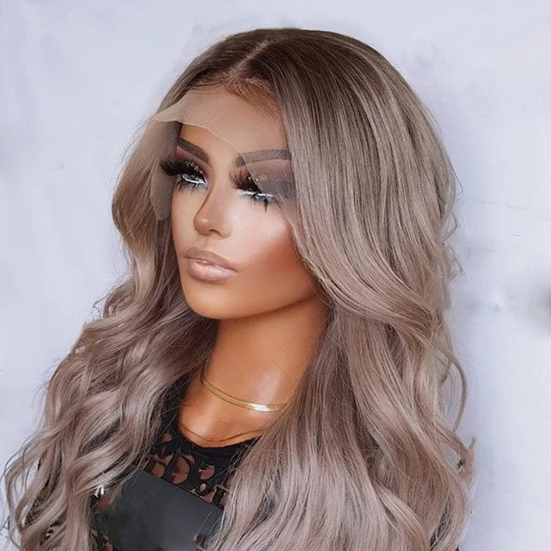 Women Wig Ombre Gray Blonde Color Loose Wave Raw Brazilian Cuticle Aligned Human Hair Transparent Lace Front Wigs